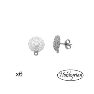 Öronstift "blomma" med ögla 10mm rostfritt stål 6st