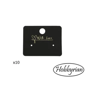 Örhängeskort  Svart 5x4cm 10st - "With love"