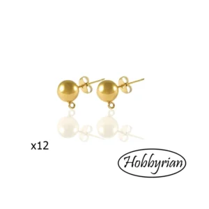 Öronstift med kula och ögla 8mm Guldpläterade 14K 12st