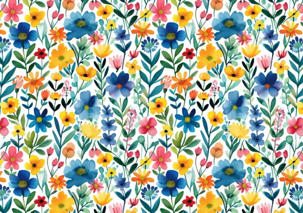 Vattenlöslig Transfer - Blommor Blå/Gul
