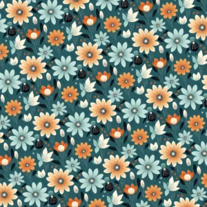 Water Soluble Transfer Flowers Turquoise/Terracotta