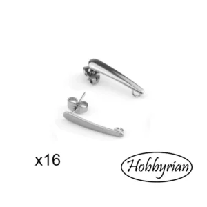 öronstift-långa-silver Earpins with pin and 21mm Stainless steel 16pcs